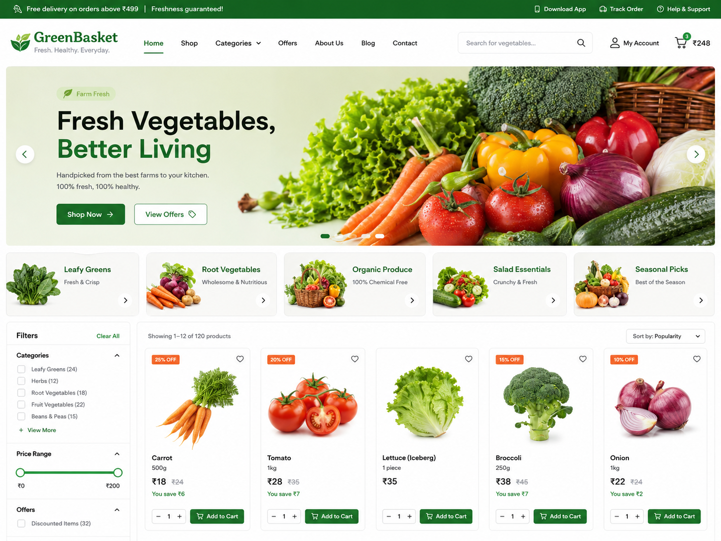 Vegetable ecommerce store
