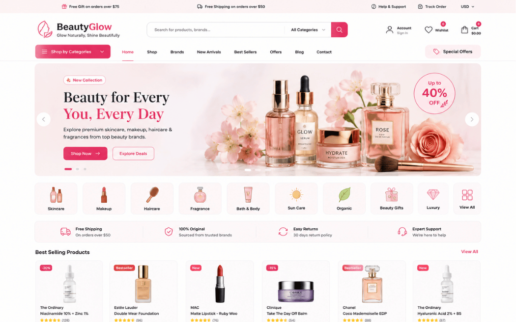 Beauty ecommerce store