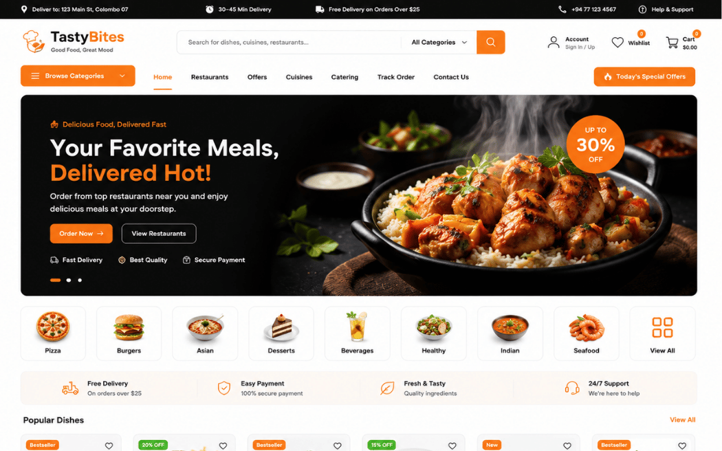 Restaurant ecommerce website