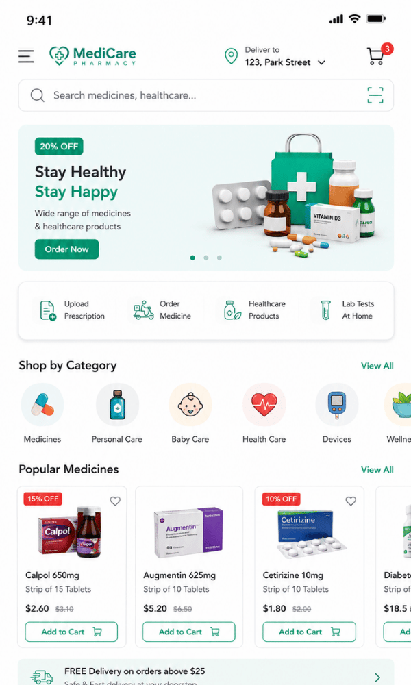 Pharmacy ecommerce application