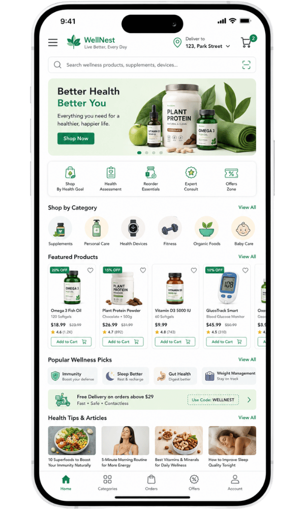 Health ecommerce application